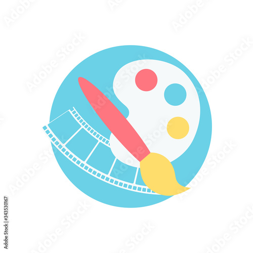 Plastic and visual arts icon. Film and brush symbol.