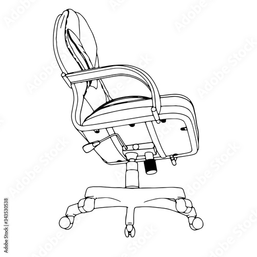 sketch of office chair on wheels vector  different views