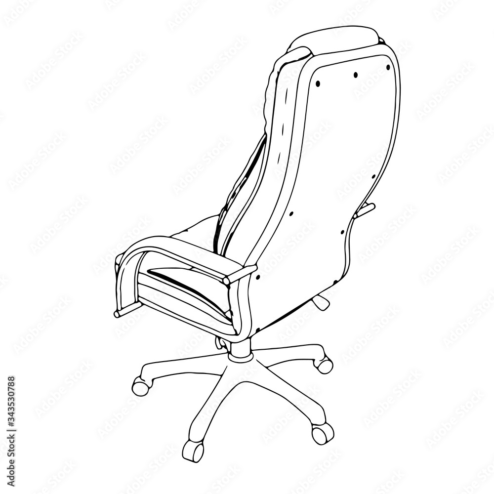 sketch of office chair on wheels vector different views Stock Vector
