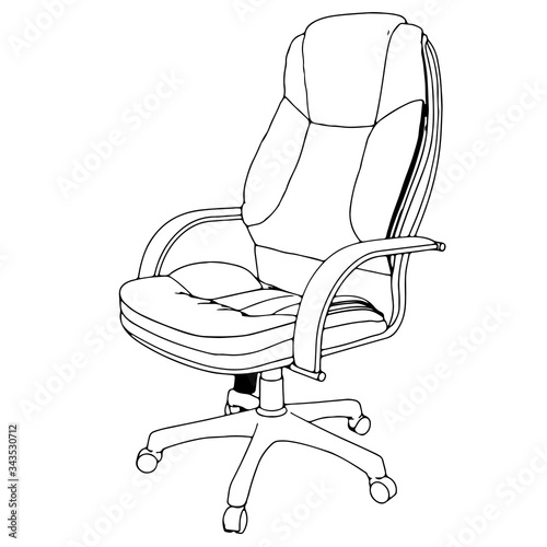 sketch of office chair on wheels vector  different views