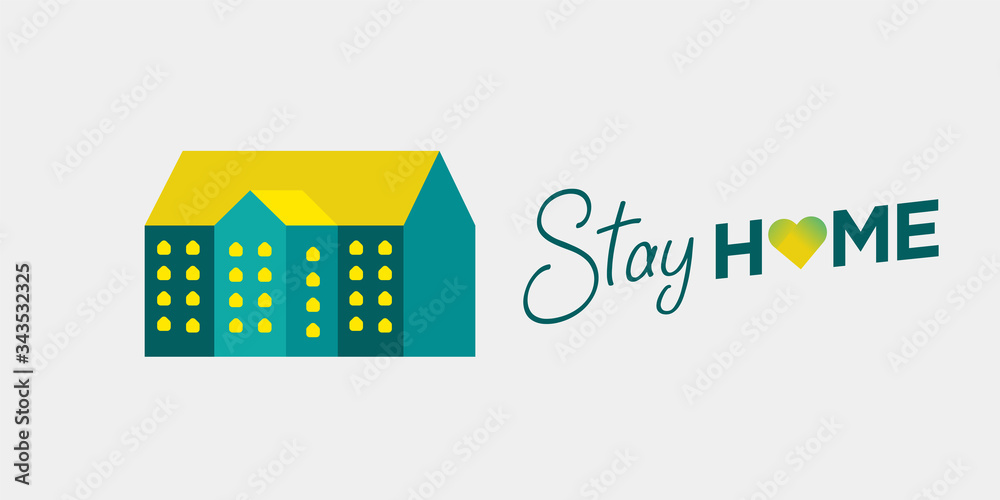 Stay from home slogan with house and heart. Protection awareness social media campaign or measure from coronavirus, Stay from home quote text, vector Stay from home slogan with house and heart. Protection awareness social media campaign or measure from coronavirus, Stay from home quote text, vector