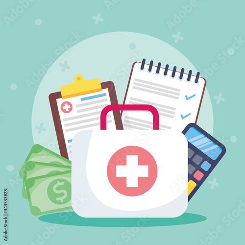 health insurance service with medical kit