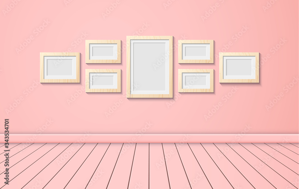 Vector illustration of a wooden frame and icons. Area for photography on the wall, design of interest. Realistic illustration of a wooden material with a texture. Vector illustration of a wooden frame and icons. Area for photography on the wall, design of interest. Realistic illustration of a wooden material with a texture.