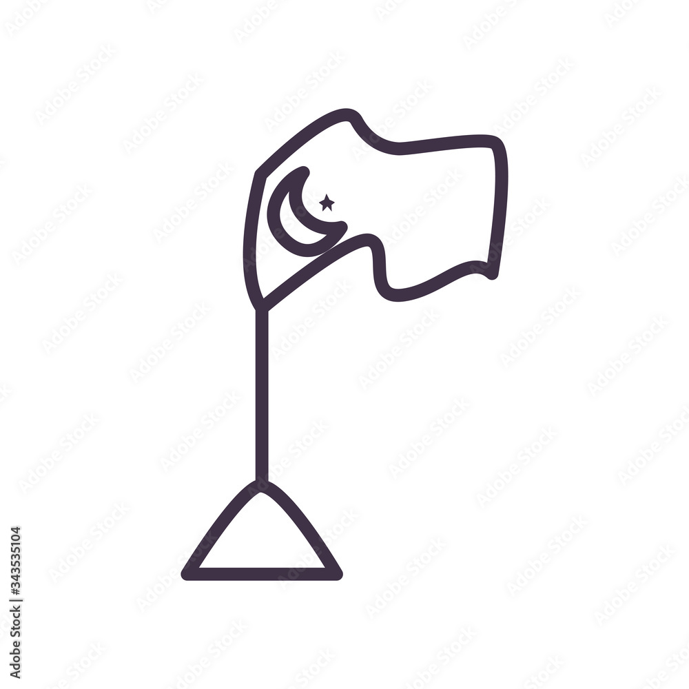 Eid mubarak flag with moon and star line style icon vector design Eid mubarak flag with moon and star line style icon vector design