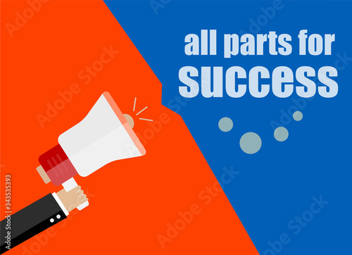 All parts for success. Flat design business concept Digital marketing business man holding megaphone for website and promotion banners. © fotoscool