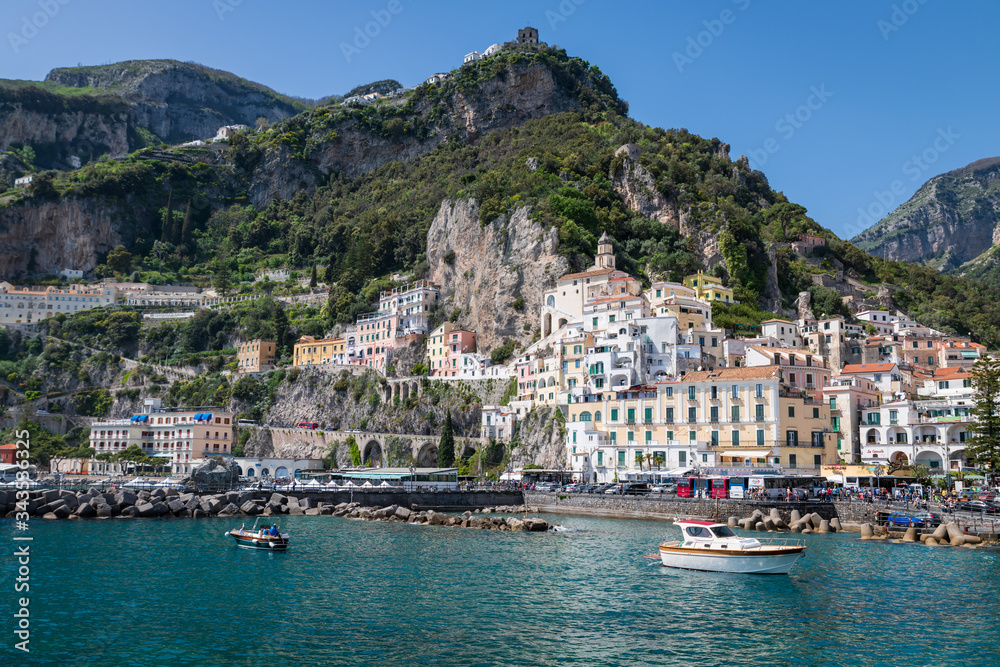 Full view of Amalfi village (Salerno, Italy). 