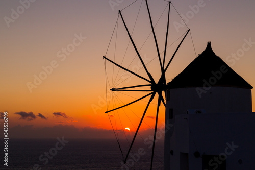 Beatiful sunset in Oia Village on the island of Santorini