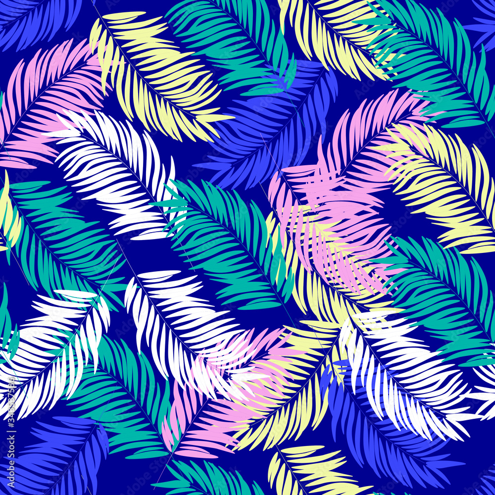 Palm tree leaves seamless pattern vector. Summer print. Tropic leaves pattern for textile, fabric, wrapping, wallpaper