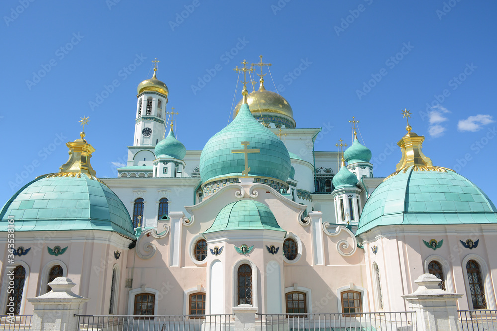ISTRA, RUSSIA - May 7, 2018: View of New Jerusalem Monastery or Voskresensky Monastery