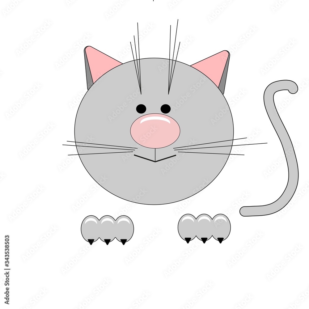 schematic illustration of a kitten with a pink nose schematic illustration of a kitten with a pink nose