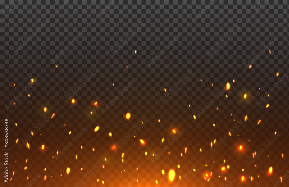 Fire sparks of metal welding isolated on transparent background. During ...