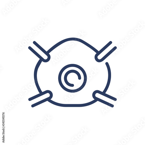 Respiratory mask thin line icon. Air, protection, gas isolated outline sign. Healthcare and virology concept. Vector illustration symbol element for web design and apps