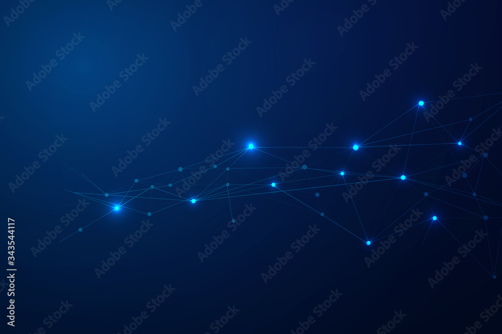 Fototapeta premium Abstract connecting dots and lines, Polygonal background, technology connection digital data and big data concept, vector illustrator