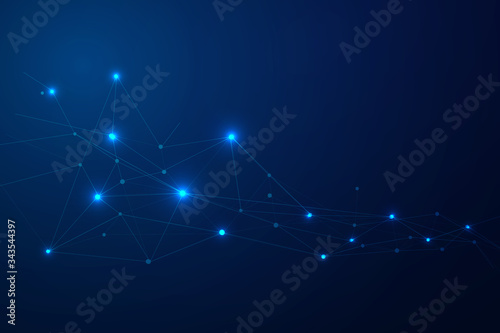 Abstract connecting dots and lines, Polygonal background, technology connection digital data and big data concept, vector illustrator