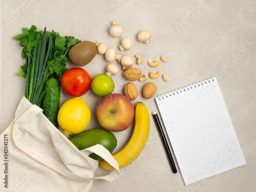 notebook with vegetables