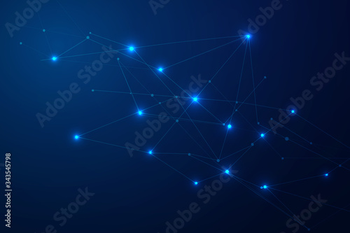 Abstract connecting dots and lines, Polygonal background, technology connection digital data and big data concept, vector illustrator