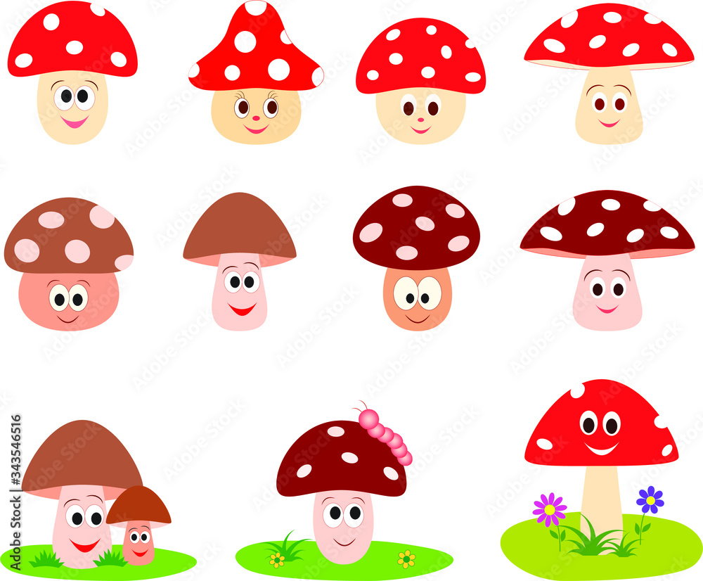 Isolated Cartoon Mushroom Vector Illustration
