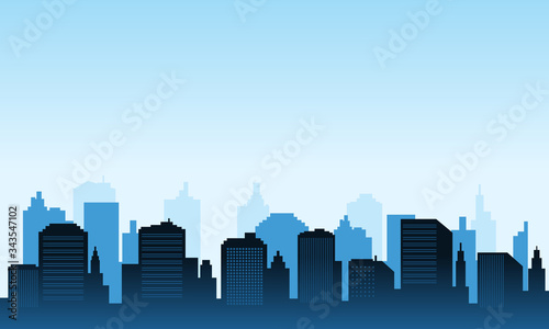 City of blue color background daylight panorame