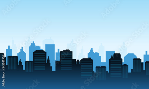 City of blue color background daylight panorame