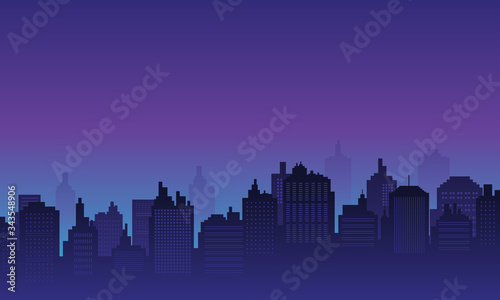 City background with night panorame, downtown many mall and apartment