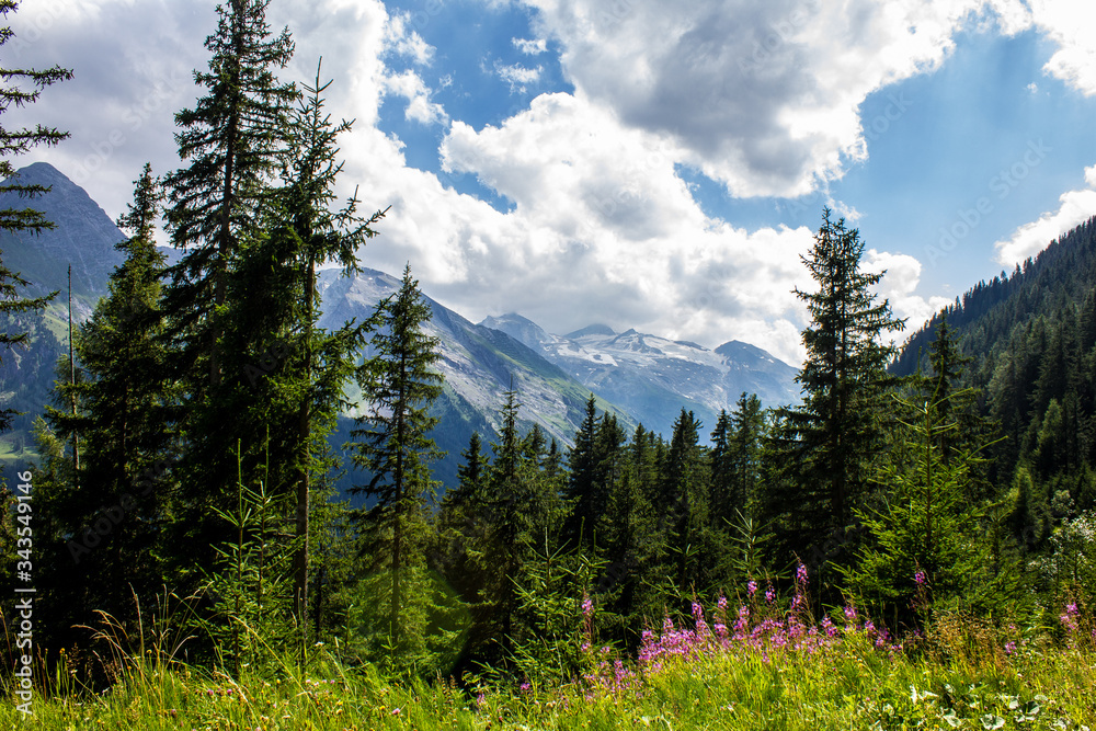 Tyrolean Landscape with Hintertux Glacier in the Background Tyrolean Landscape with Hintertux Glacier in the Background