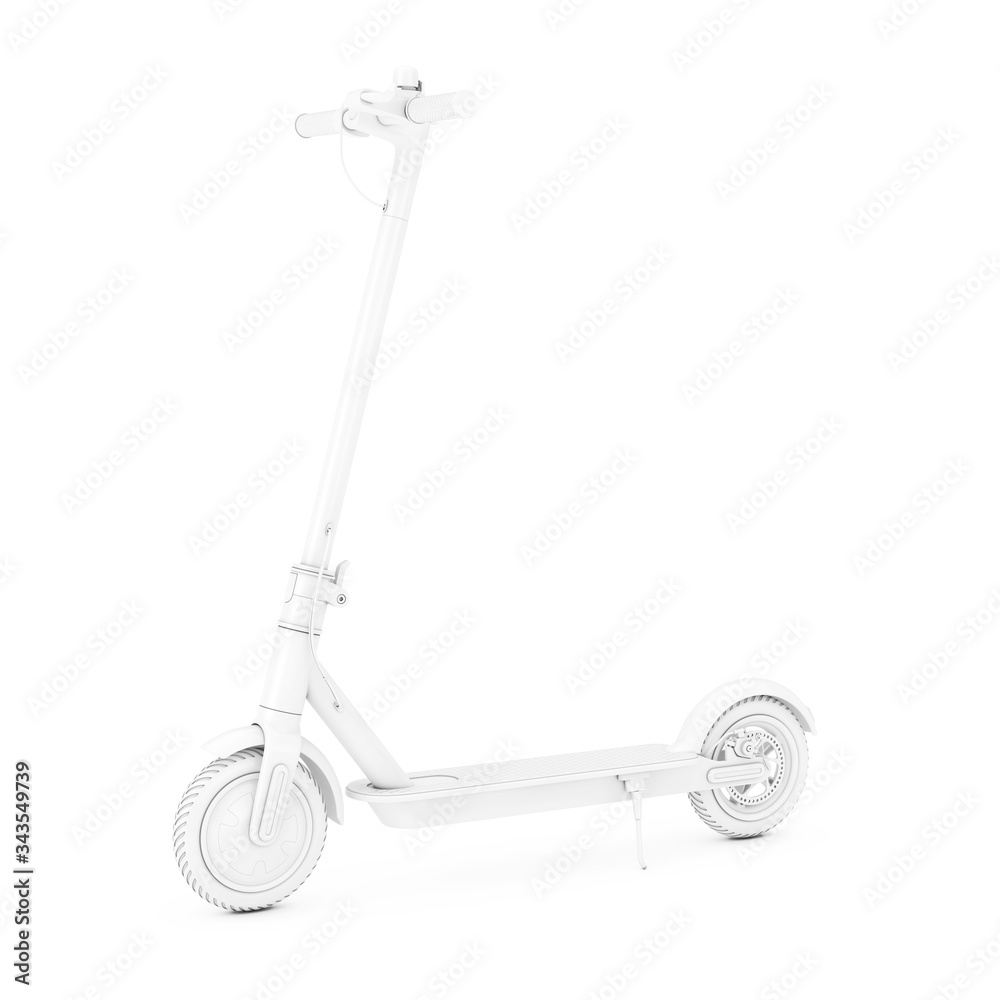 White Modern Eco Electric Kick Scooter in Clay Style. 3d Rendering White Modern Eco Electric Kick Scooter in Clay Style. 3d Rendering
