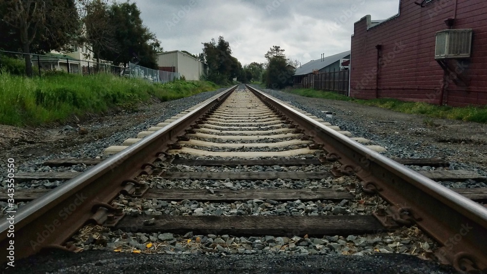 railway train tracks perspective 