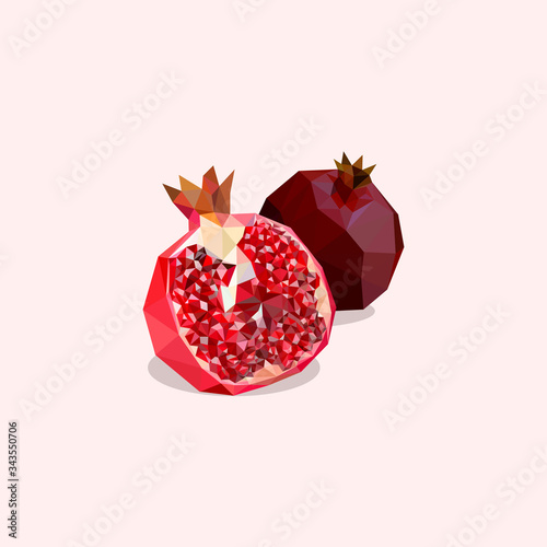 ector illustration. Pomegranate. Triangle style. Polygonal.