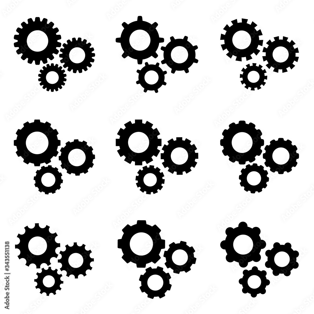 Gear icon, logo isolated on white background Gear icon, logo isolated on white background