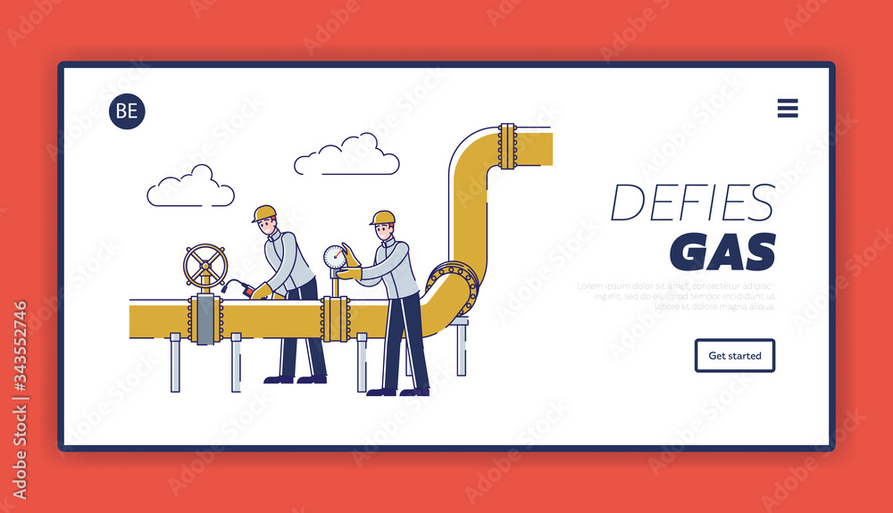 Website Landing Page. Group Of Operators Monitoring And Control Of Gas ...