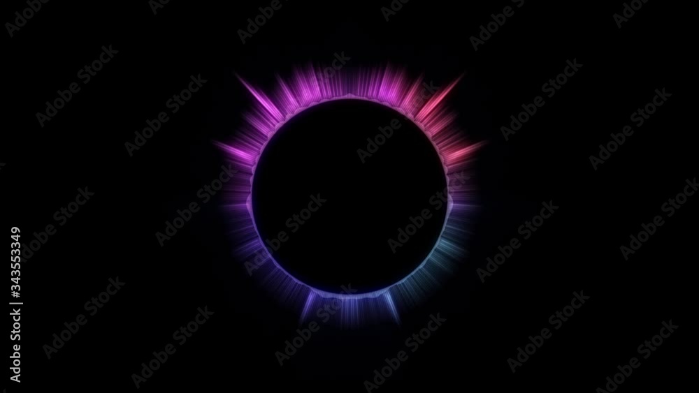 Shiny Blue Circular interface HUD laser wave motion like music equalizer, audio waves, spectrum, sound frequency in Cool colors.