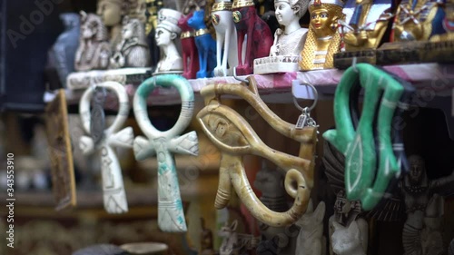 Egypt souvenir eye of Horus and key of life selling in Khan market photo