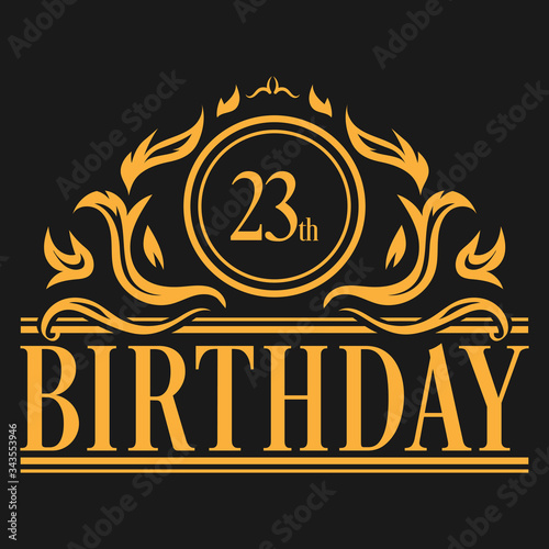 Luxury 23rd Birthday Logo illustration vector
