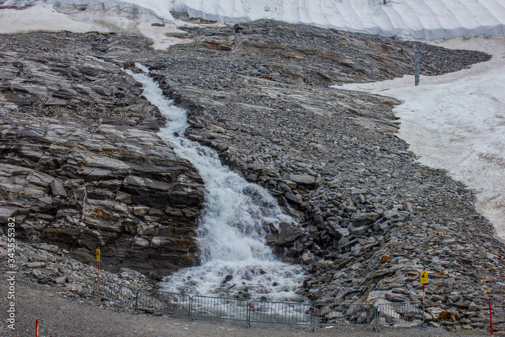 Snow and Ice Melting on the Hintertux Glacier in Summer Snow and Ice Melting on the Hintertux Glacier in Summer