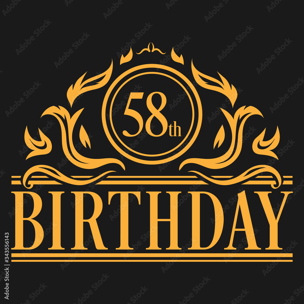 Luxury 58th Birthday Logo illustration vector Luxury 58th Birthday Logo illustration vector