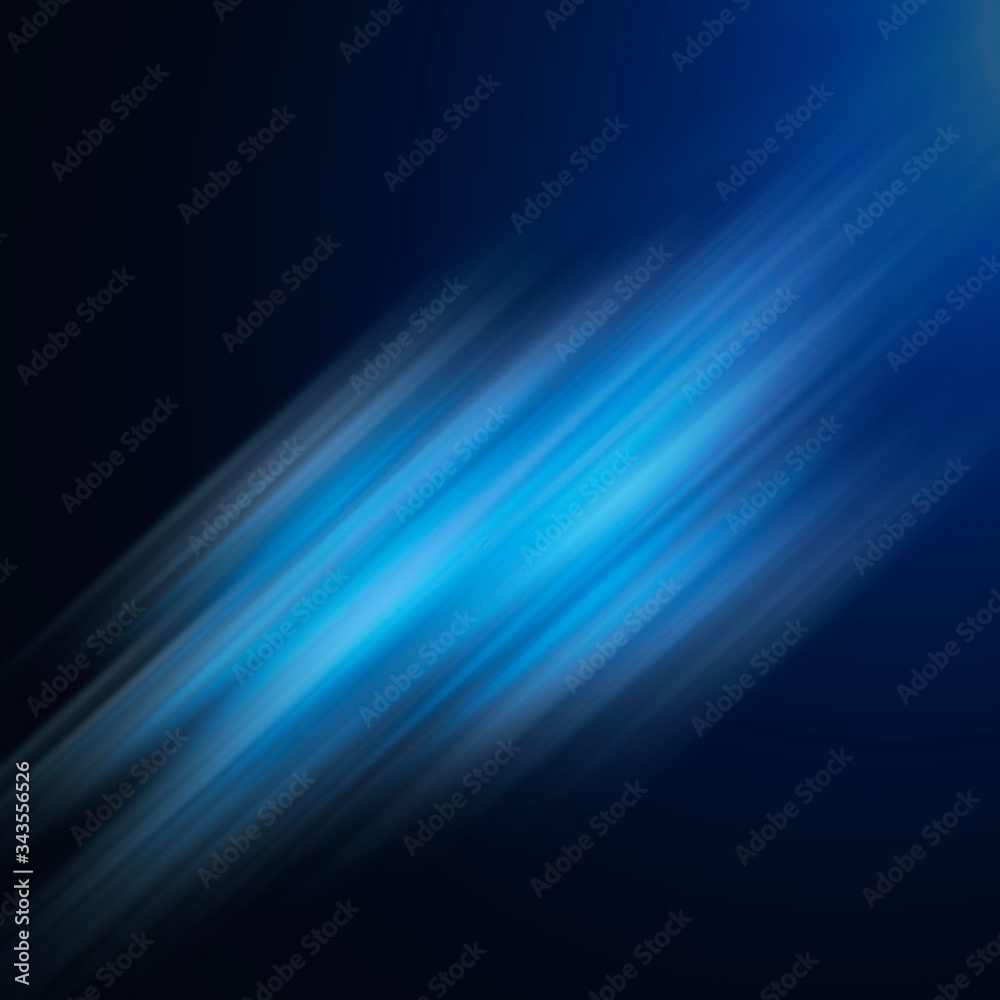 Blurry glowing lines of flash on a blue background. Stylish abstract background.