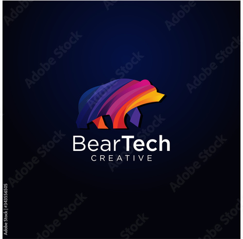 Polar bear Logo icon emblem masctoColorful Modern Design Template, Grizzly Bear Tech Logo Design Illustration.