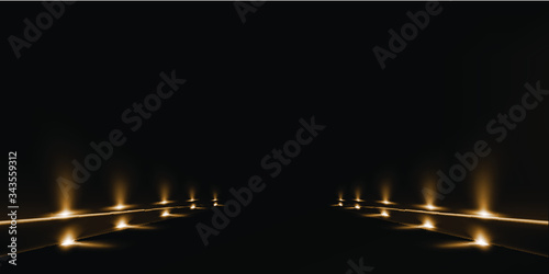 Stylish luxury background with glowing lights on stage walkthrough