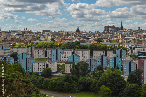 Modern and old buildings of Edinburgh from a bird view