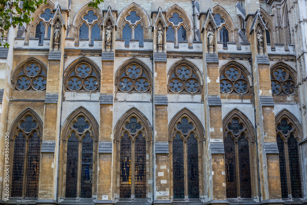 Detail of the Facade of Westminster Abbey, London