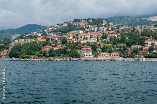 Budva old town and beach seascape view at Kotor Bay in  Montenegro  © Irina