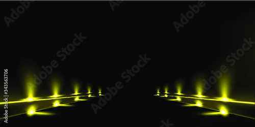 Background with glowing green Lights. Beautiful banner design with glowing glittering lights 