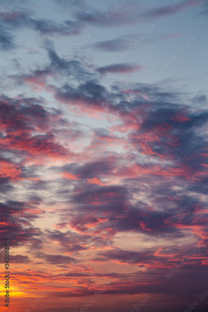 Vivid sky in twilight time, vertical photo