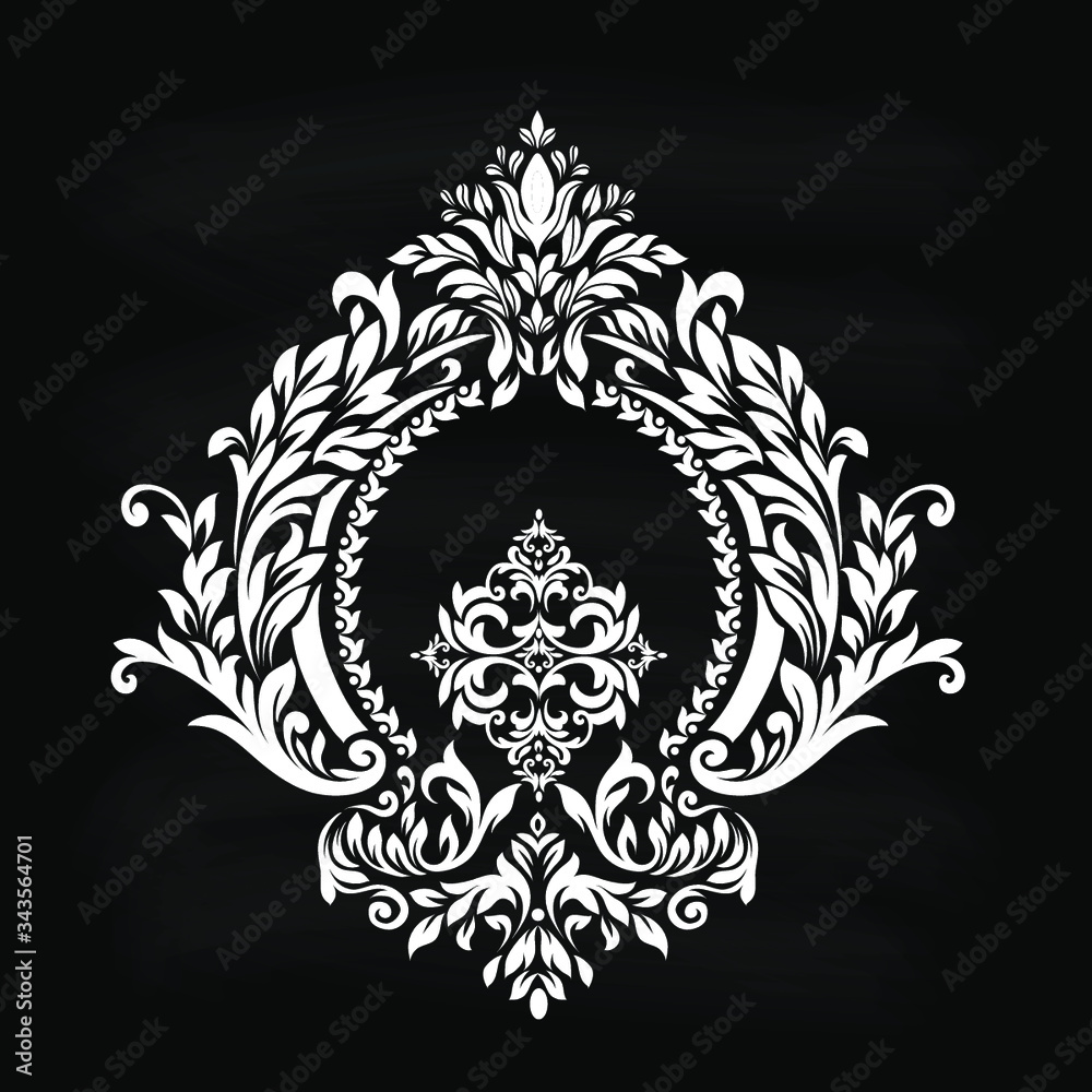 Damask pattern vector element. Classic luxury old-fashioned ornament grunge background. Royal victorian texture for wallpaper, textile, fabric, wrapping. Exquisite floral baroque patterns.