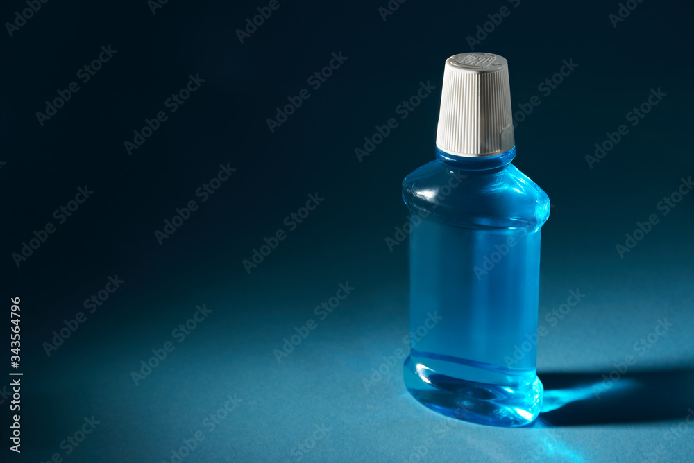 plastic bottle blue sanitizer. copy space plastic bottle blue sanitizer. copy space