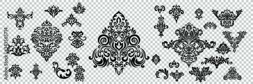 Damask pattern vector element. Classic luxury old-fashioned ornament grunge background. Royal victorian texture for wallpaper, textile, fabric, wrapping. Exquisite floral baroque patterns.