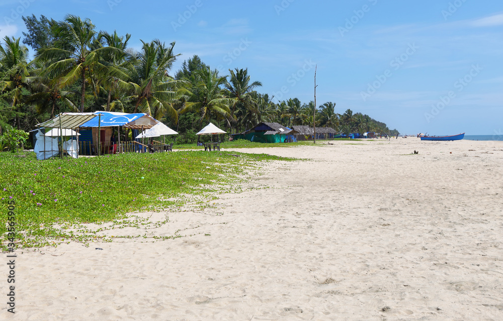 Tropical white sand beach of mararikulam, Kerala, India