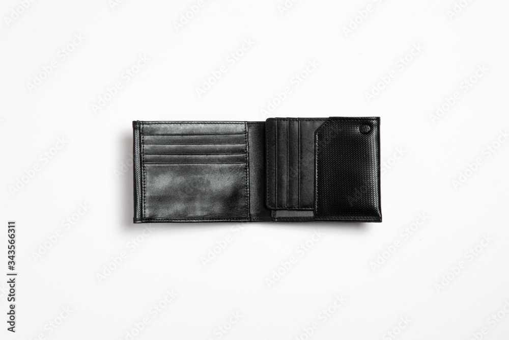 Man genuine leather Wallet isolated on white background. High-resolution photo. - obrazy, fototapety, plakaty 