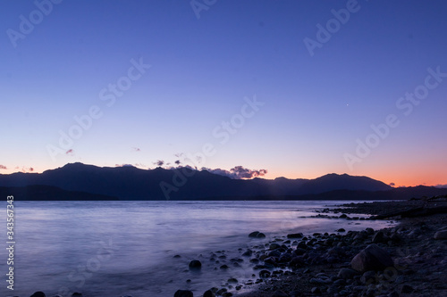 sunset on a patagonia lake