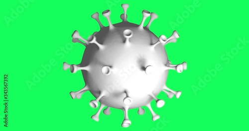 Coronavirus (COVID-19) medical animation. White clean render loop animation of virus on greenscreen on 4K